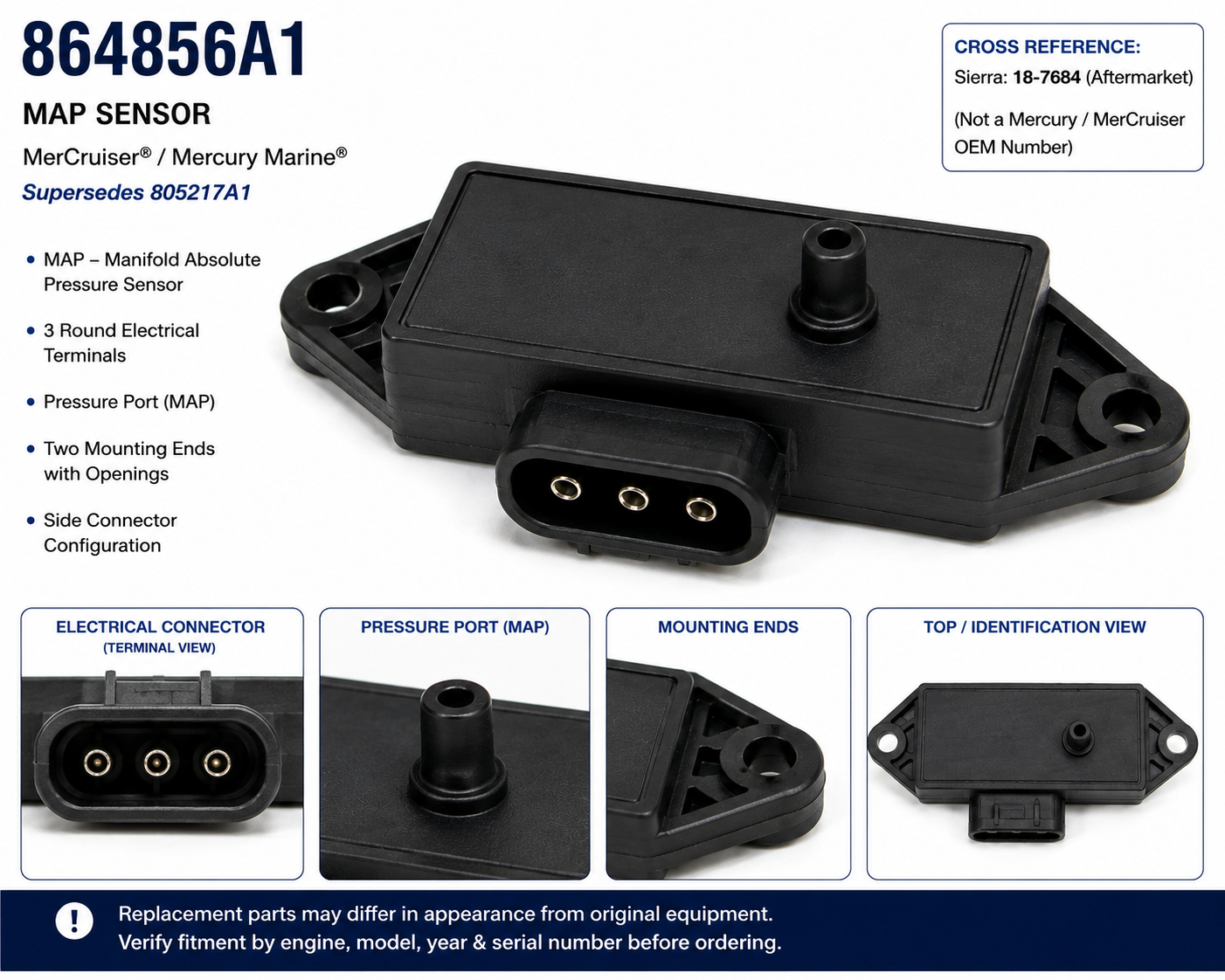 864856A1 MAP sensor approved product sheet with specifications and cross-reference